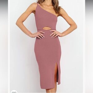 One Shoulder Knit Bodycon Dress - Large